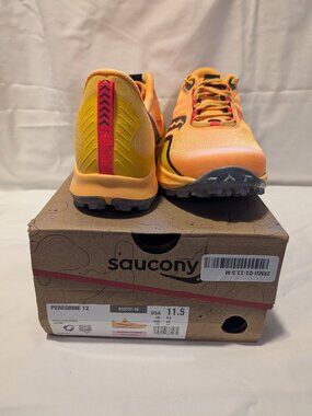 Saucony Peregrine 12 Trail Runners, Women Sz 11.5 Vizigold/Orange